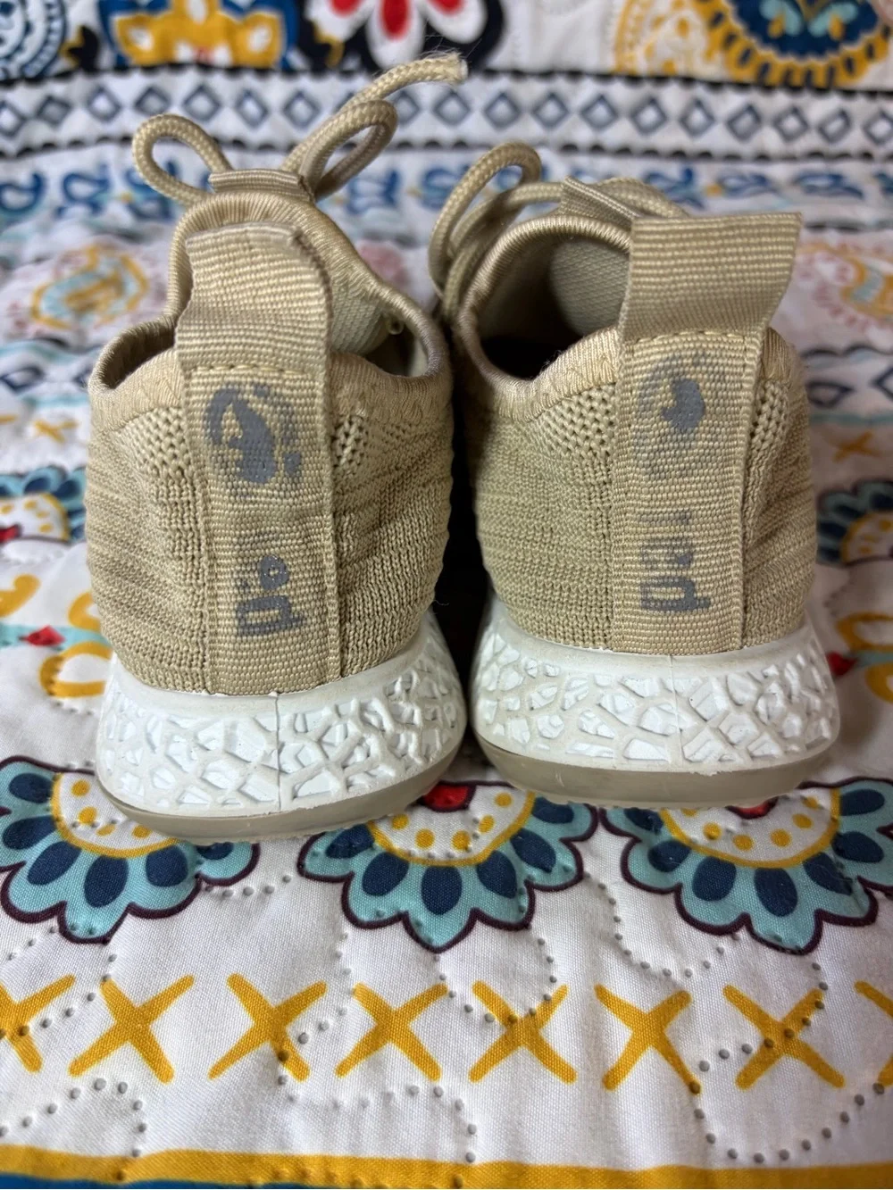 Red Kids Tan Knit Slip-On Sneakers with White Sole